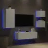 Image de Meuble Tv Muraux 4 Pcs Avec Lumières Led Blanc Vidaxl
