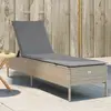 Image de Chaise Longue Avec Coussin Beige Résine Tressée Vidaxl