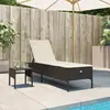 Image de Chaise Longue Avec Table Et Coussin Marron Résine Tressée Vidaxl