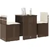 Image de Ensemble De Bistro 3 Pcs Avec Coussins Marron Résine Tressée Vidaxl