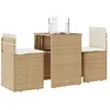 Image de Ensemble De Bistro 3 Pcs Avec Coussins Beige Résine Tressée Vidaxl