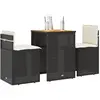 Image de Ensemble De Bistro 3 Pcs Avec Coussins Noir Résine Tressée Vidaxl