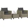 Image de Ensemble De Bistro 3 Pcs Avec Coussins Gris Résine Tressée Vidaxl