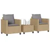 Image de vidaXL Ensemble de bistro 3 pcs avec coussins beige résine tressée ensemble de bistro de jardin ensemble de balcon 4003899