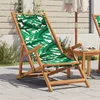 Image de vidaXL Chaise pliable plage motif de feuilles bois deucalyptus/tissu chaise longue chaise dextérieur siège dextérieur 366562