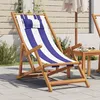 Image de vidaXL Chaise de plage pliable bleu et blanc bois deucalyptus/tissu chaise longue chaise dextérieur siège dextérieur 366563
