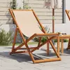 Image de Chaise Pliable De Plage Beige Bois Massif D'eucalyptus Et Tissu Vidaxl