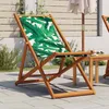 Image de vidaXL Chaise pliable plage motif de feuilles bois deucalyptus/tissu chaise longue chaise dextérieur siège dextérieur 366566