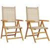 Image de Chaises De Jardin Lot De 2 Beige Bois Massif D'acacia Et Rotin Vidaxl