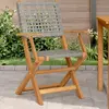 Image de Chaises De Jardin Lot De 2 Gris Bois Massif D'acacia Et Rotin Vidaxl