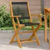 Image de Chaises De Jardin Lot De 2 Noir Bois D'acacia Et Polypropylène Vidaxl