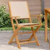 Image de vidaXL Chaises de jardin lot de 2 beige bois dacacia massif et tissu siège de jardin assise extérieure chaise pliable 367672