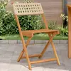 Image de Chaises De Bistrot Lot De 2 Beige Bois Massif D'acacia Et Rotin Vidaxl