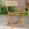 Image de vidaXL Chaises de bistrot lot de 2 beige bois massif dacacia et rotin chaise de bistro dextérieur chaise pliable chaise 367677