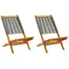 Image de Chaises De Jardin Lot De 2 Gris Bois D'acacia Et Polypropylène Vidaxl