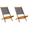 Image de Chaises De Jardin Lot De 2 Anthracite Bois Acacia Massif Tissu Vidaxl