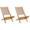 Image de Chaises De Jardin Lot De 2 Taupe Bois D'acacia Massif Et Tissu Vidaxl