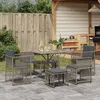 Image de vidaXL Ensemble à manger de jardin et coussins 7 pcs gris rotin ensemble à manger dextérieur meuble à manger de jardin 369011
