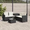 Image de vidaXL Canapé de jardin avec table et coussins en forme de L noir 369027