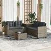 Image de vidaXL Canapé de jardin avec table et coussins en forme de L gris canapé dextérieur canapé dextérieur en forme de L 369029