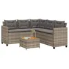 Image de vidaXL Canapé de jardin avec table et coussins en forme de L gris canapé dextérieur canapé dextérieur en forme de L 369049