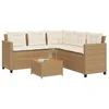 Image de vidaXL Canapé de jardin avec table et coussins en forme de L beige canapé dextérieur canapé dextérieur en forme de L 369050