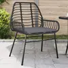 Image de Chaises De Jardin Lot De 2 Avec Coussins Noir Résine Tressée Vidaxl