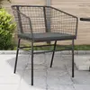 Image de Chaises De Jardin Lot De 2 Avec Coussins Noir Résine Tressée Vidaxl