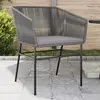 Image de Chaises De Jardin Lot De 2 Avec Coussins Gris Résine Tressée Vidaxl