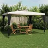 Image de vidaXL Tonnelle à double toit crème 398x298 m acier tonnelle de jardin tonnelle de patio pavillon tonnelle 368442