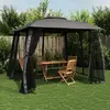 Image de Tonnelle Avec Double Toit Et Parois En Filet Anthracite Acier Vidaxl