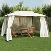 Image de Tonnelle Avec Double Toit Et Parois En Filet Crème Acier Vidaxl