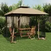 Image de Tonnelle Avec Double Toit Et Parois En Filet Taupe Acier Vidaxl