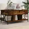 Image de Table Basse Chêne Fumé 100x55x50 Cm Bois D'ingénierie Et Métal Vidaxl