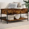 Image de vidaXL Table Basse Bout de Canapé avec Pieds Réglables Table dAppoint avec Rangement Salon Intérieur Moderne Chêne Fumé 845348