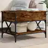 Image de Table Basse Chêne Fumé 70x50x50 Cm Bois D'ingénierie Et Métal Vidaxl