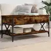Image de Table Basse Chêne Fumé 100x50x50 Cm Bois D'ingénierie Et Métal Vidaxl