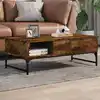 Image de Table Basse Chêne Fumé 100x50x35 Cm Bois D'ingénierie Et Métal Vidaxl