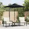 Image de Parasol De Jardin Avec Led Mât En Acier Noir 225x225x212 Cm Vidaxl