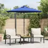 Image de Parasol De Jardin Led Mât En Acier Bleu Azuré 225x225x212 Cm Vidaxl