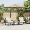 Image de Parasol De Jardin Avec Led Et Mât En Acier Marron 288x288x225cm Vidaxl