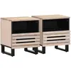Image de Tables De Chevet 2 Pcs 40x34x46 Cm Bois Manguier Massif Blanchi Vidaxl