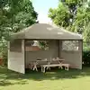 Image de Tente De Réception Pliable Escamotable 3 Parois Latérales Taupe Vidaxl