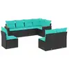Image de Vidaxl salon de jardin 8 pcs avec coussins noir résine tressée