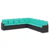 Image de Vidaxl salon de jardin 9 pcs avec coussins noir résine tressée