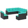 Image de Vidaxl salon de jardin 11 pcs avec coussins noir résine tressée