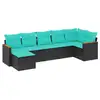 Image de Vidaxl salon de jardin 7 pcs avec coussins noir résine tressée