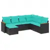 Image de Vidaxl salon de jardin 7 pcs avec coussins noir résine tressée