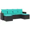 Image de Vidaxl salon de jardin 6 pcs avec coussins noir résine tressée