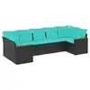 Image de Vidaxl salon de jardin 7 pcs avec coussins noir résine tressée